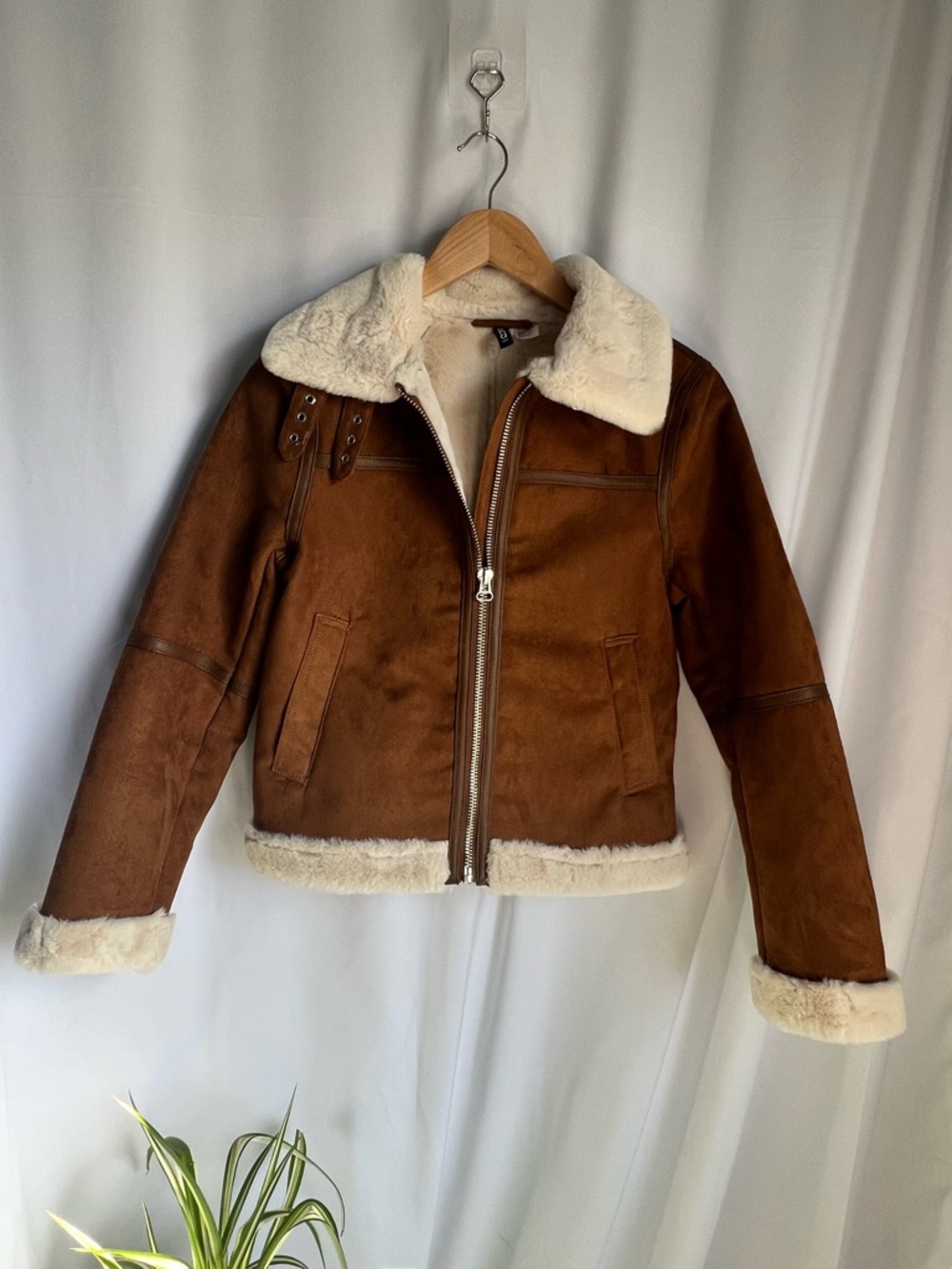 H&M Divided XS Brown Faux Suede Jacket